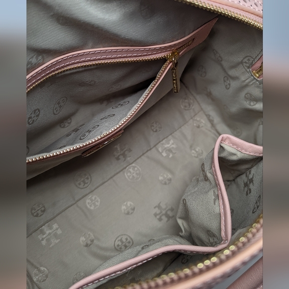 🦄Tory Burch Pink Bag Spectator Middy Perforated Satchel Shell Pink! Rare! 💖🦄 - Picture 11 of 12